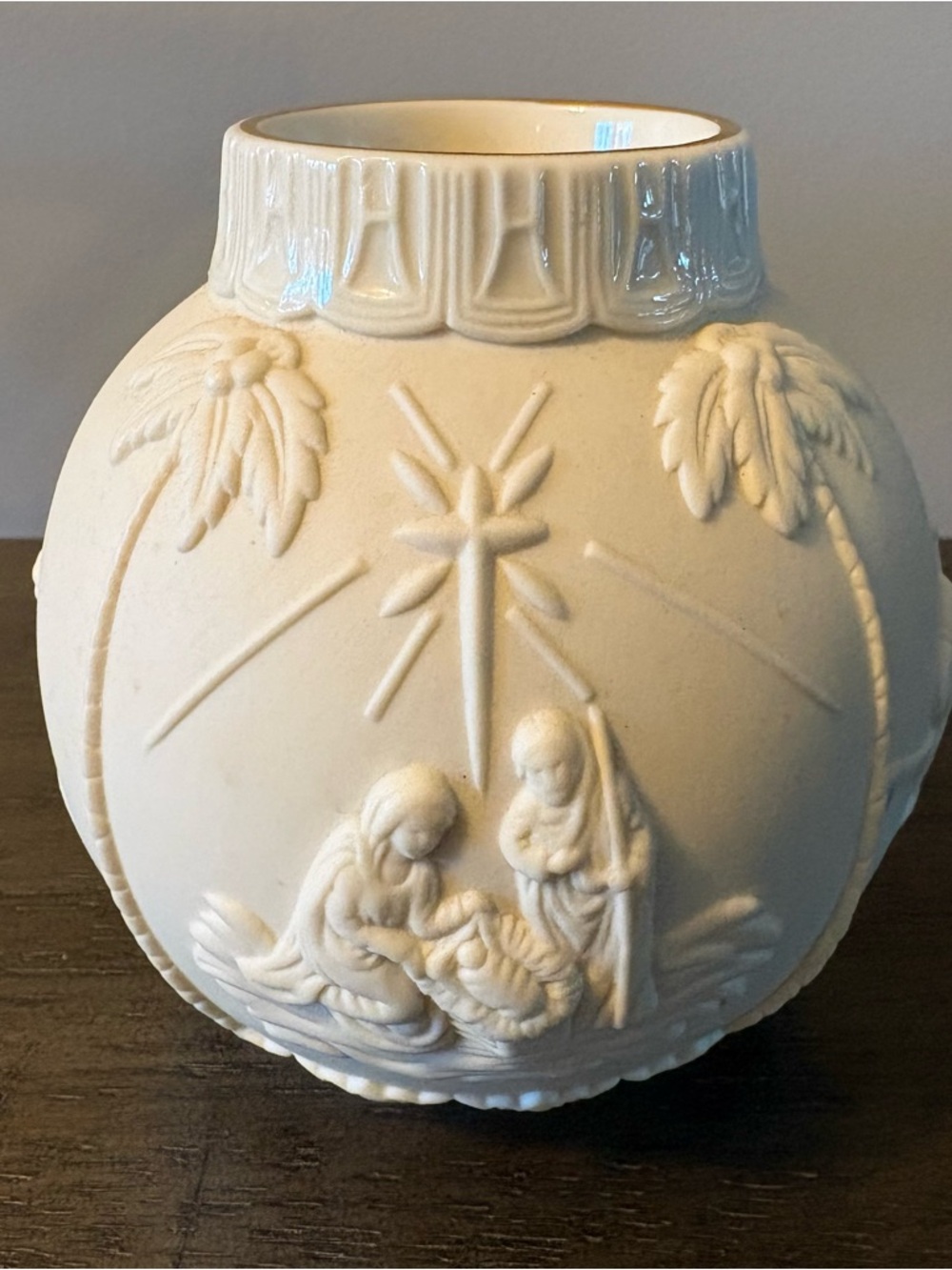 Lenox Nativity Scene Porcelain White Tea Light Candle Holder Christmas Decor